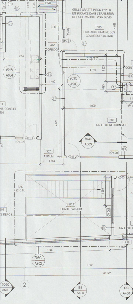 Détail des plans d'architecture du nouveau centre administratif de Nouvelle-Beauce.